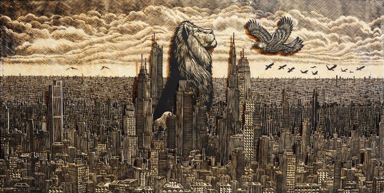 The Silent Guardian of the Concrete Jungle Mixed Media by Lokanath