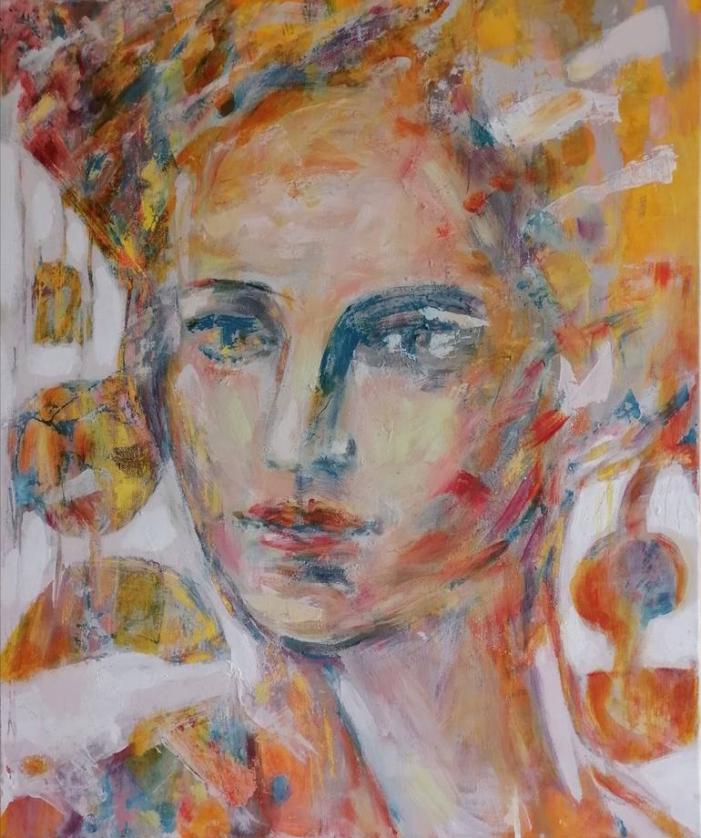 Original Expressionism Women Painting by Anna Bartnicka