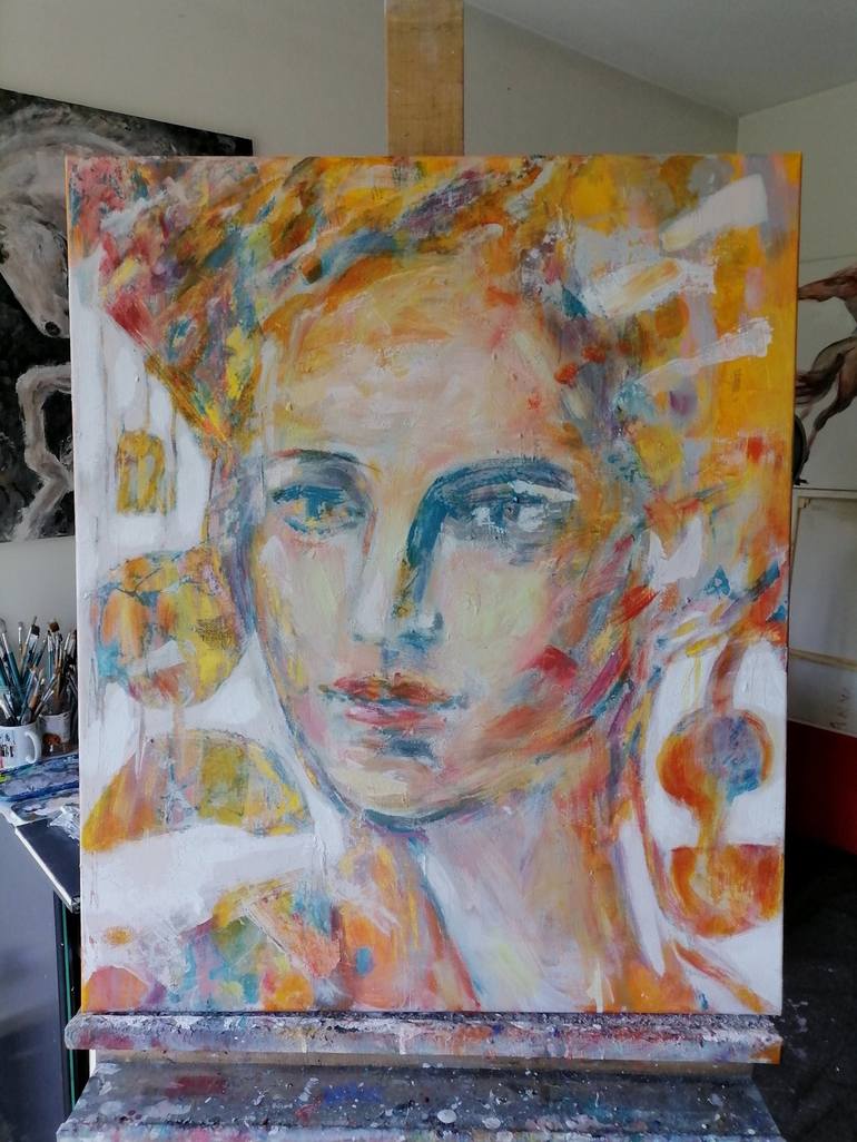 Original Expressionism Women Painting by Anna Bartnicka