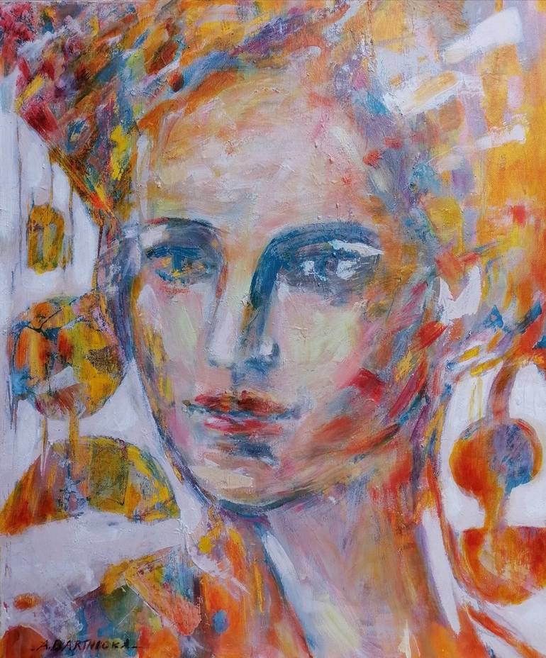 Original Expressionism Women Painting by Anna Bartnicka