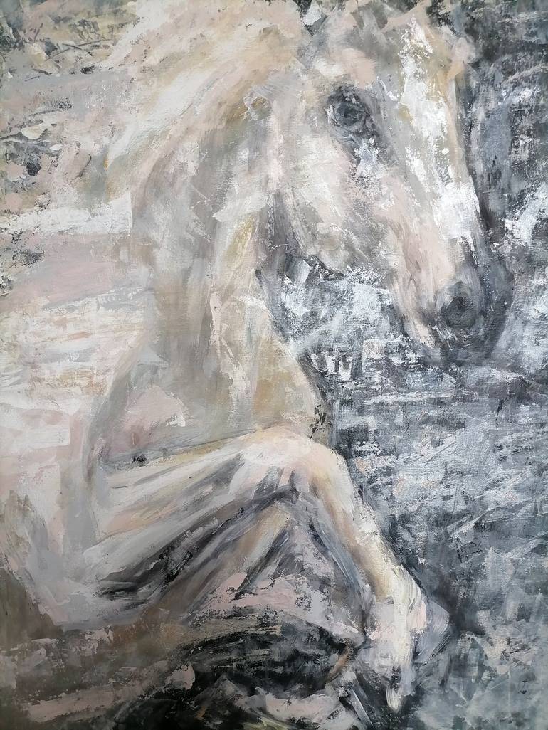 Original Expressionism Horse Painting by Anna Bartnicka