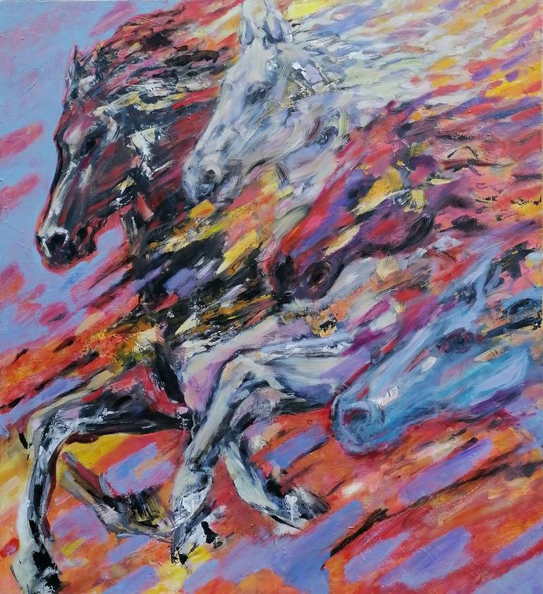 Horses of the Apocalypse Painting by Anna Bartnicka | Saatchi Art