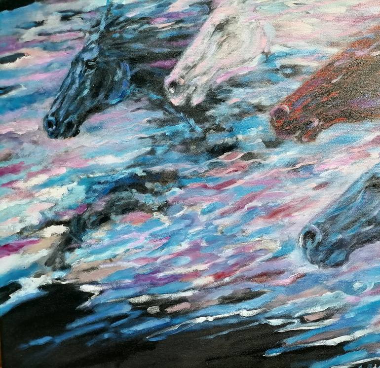 Original Expressionism Horse Painting by Anna Bartnicka