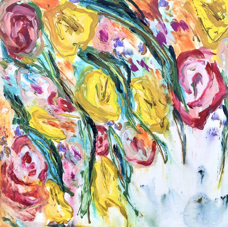 Joyful Blooms | 24x24 Painting by Edgar Medina | Saatchi Art