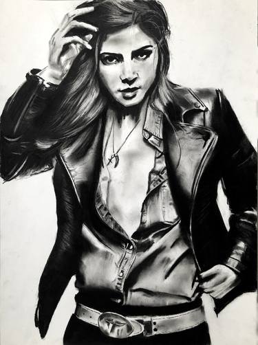 leather girl Drawing by Denny Stoekenbroek | Saatchi Art
