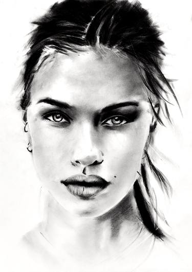 Original Realism Women Drawings by Denny Stoekenbroek