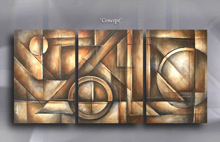 Original Art Deco Abstract Painting by Michael Lang