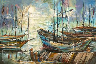 Print of Boat Paintings by Michael Lang