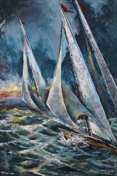 Original Expressionism Boat Paintings by Michael Lang