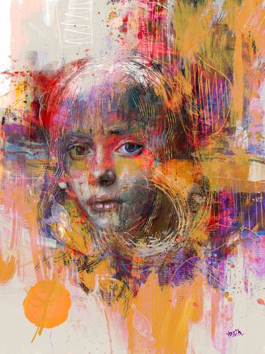 Print of Abstract Expressionism Portrait Mixed Media by yossi kotler