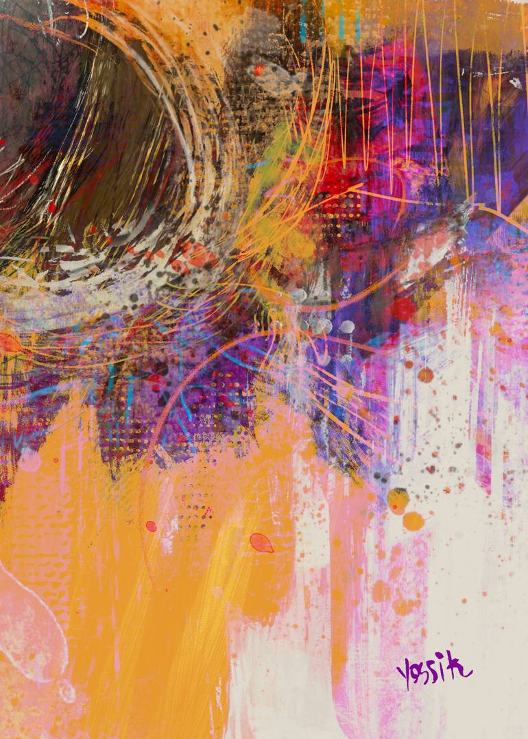 Original Abstract Expressionism People Mixed Media by Yossi Kotler