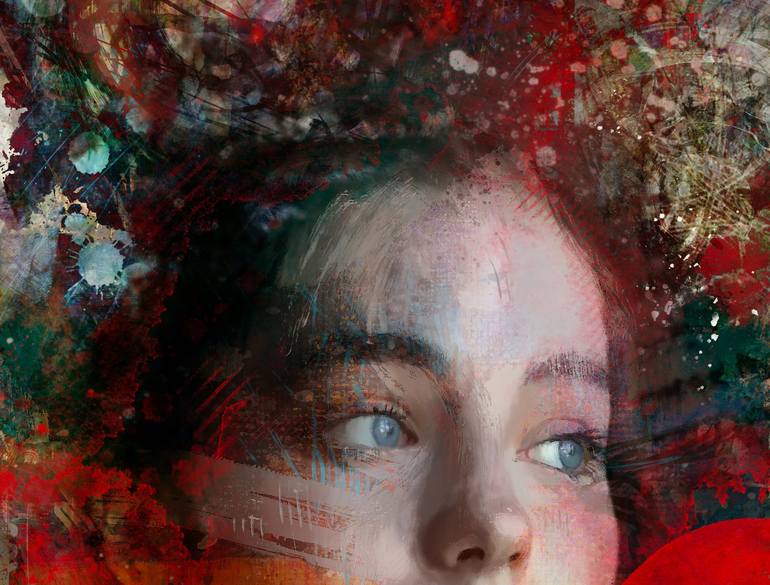 Original Abstract Expressionism Portrait Mixed Media by yossi kotler