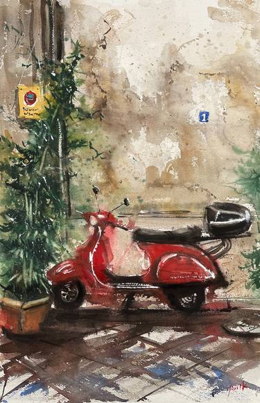 Print of Figurative Motorbike Paintings by yossi kotler