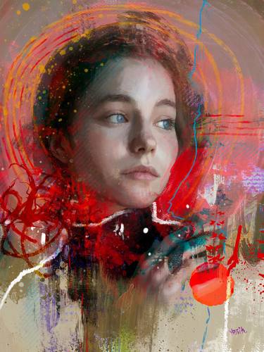 Original Portrait Mixed Media by yossi kotler