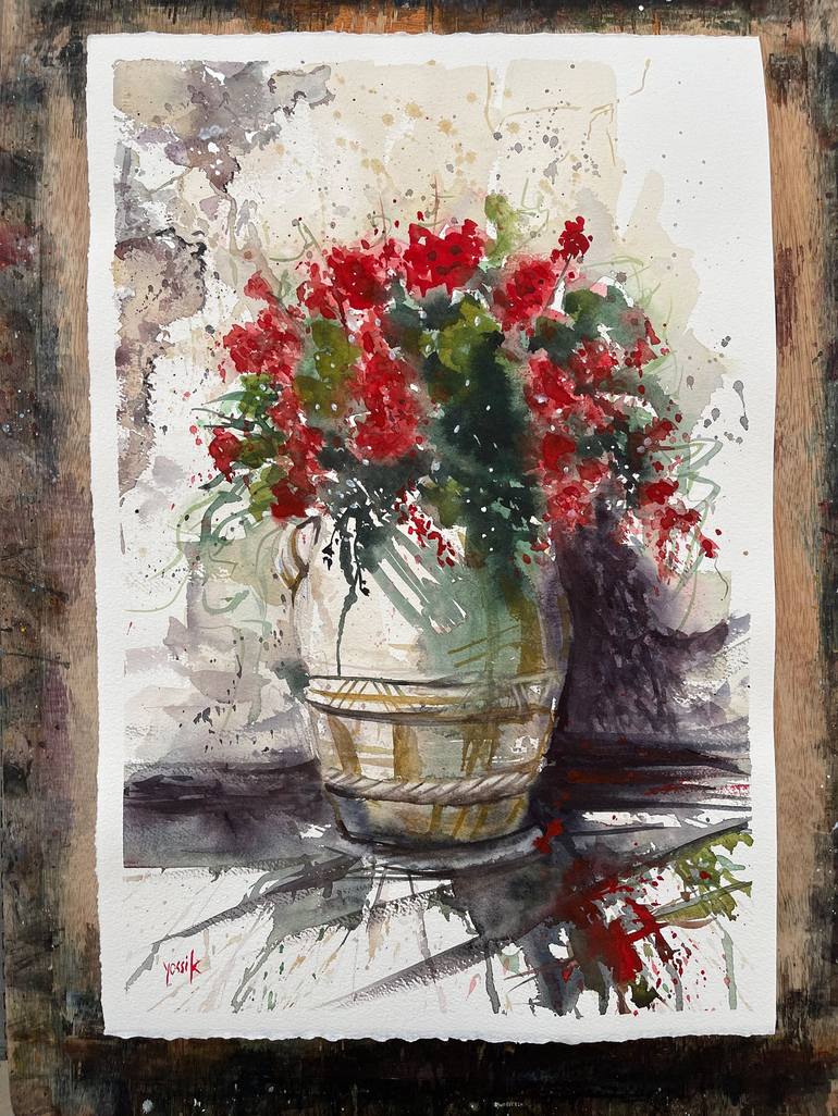 Original Floral Painting by yossi kotler
