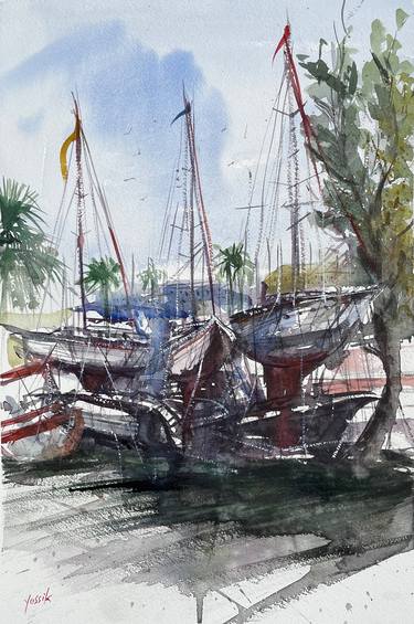 Print of Boat Paintings by yossi kotler