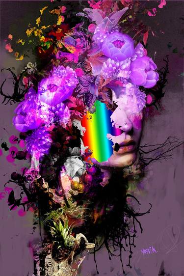 Print of Abstract Expressionism Portrait Mixed Media by yossi kotler