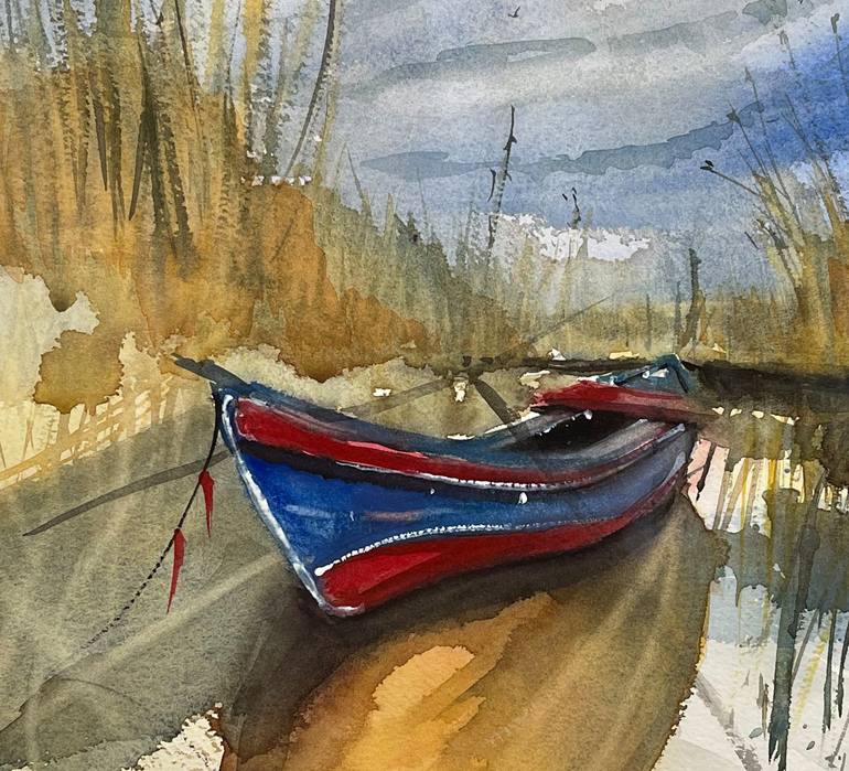 Original Figurative Boat Painting by yossi kotler