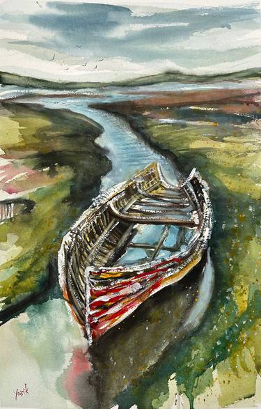 Print of Boat Paintings by yossi kotler
