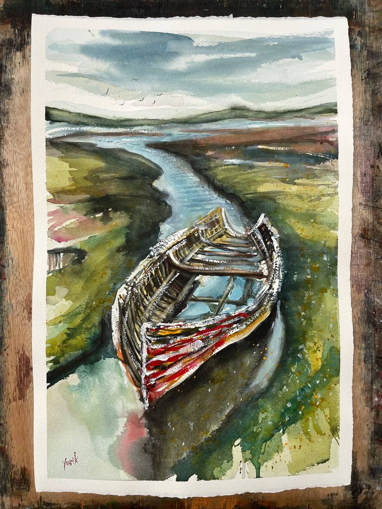 Original Boat Painting by yossi kotler