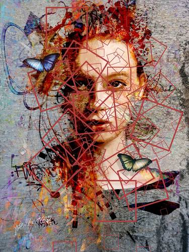Original Abstract Expressionism Portrait Digital by yossi kotler