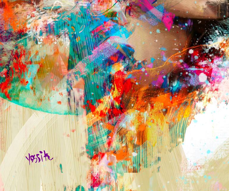 Original Abstract Expressionism Portrait Mixed Media by yossi kotler