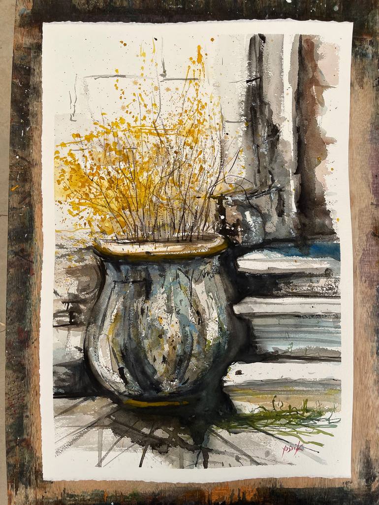 Original Art Deco Landscape Painting by Yossi Kotler