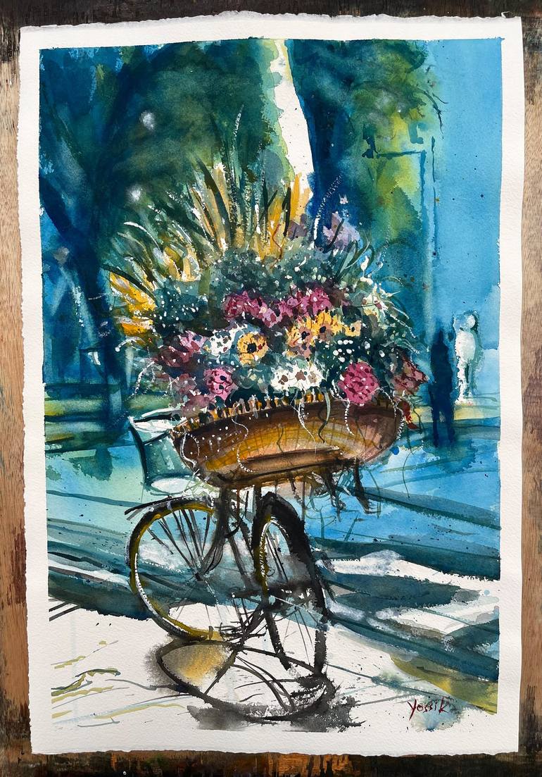 Original Bicycle Painting by yossi kotler