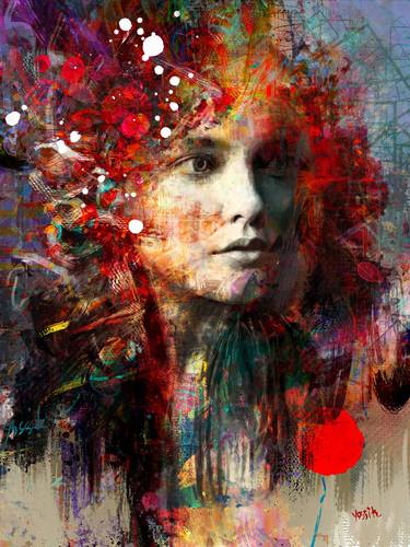 Print of Abstract Expressionism Portrait Mixed Media by yossi kotler