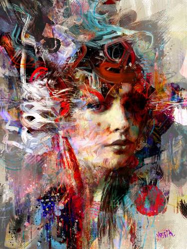 Original Portrait Mixed Media by yossi kotler