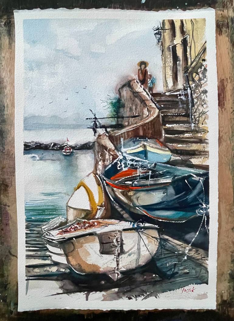 Original Boat Painting by yossi kotler
