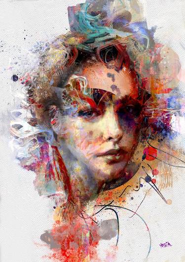 Original Abstract Expressionism Portrait Mixed Media by yossi kotler