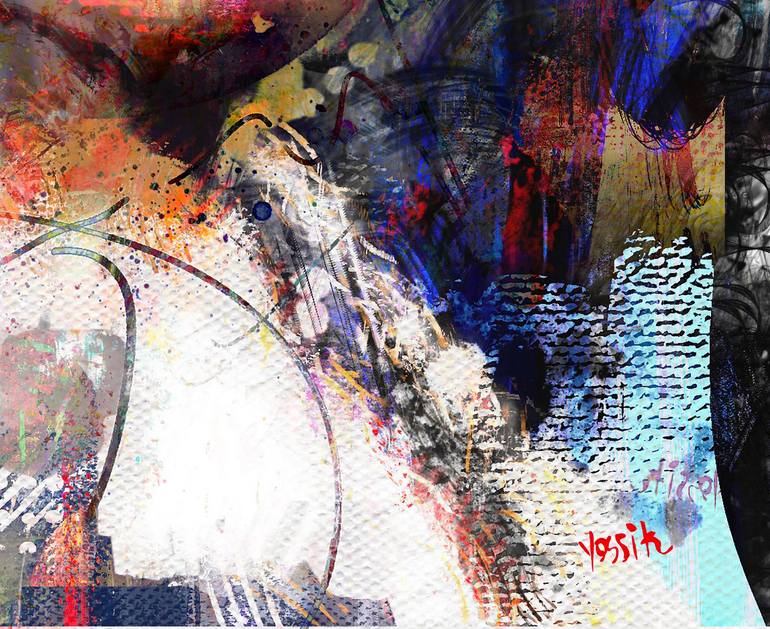 Original Abstract Expressionism Portrait Mixed Media by yossi kotler