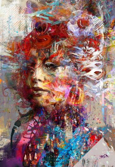 Original Abstract Expressionism Portrait Mixed Media by yossi kotler