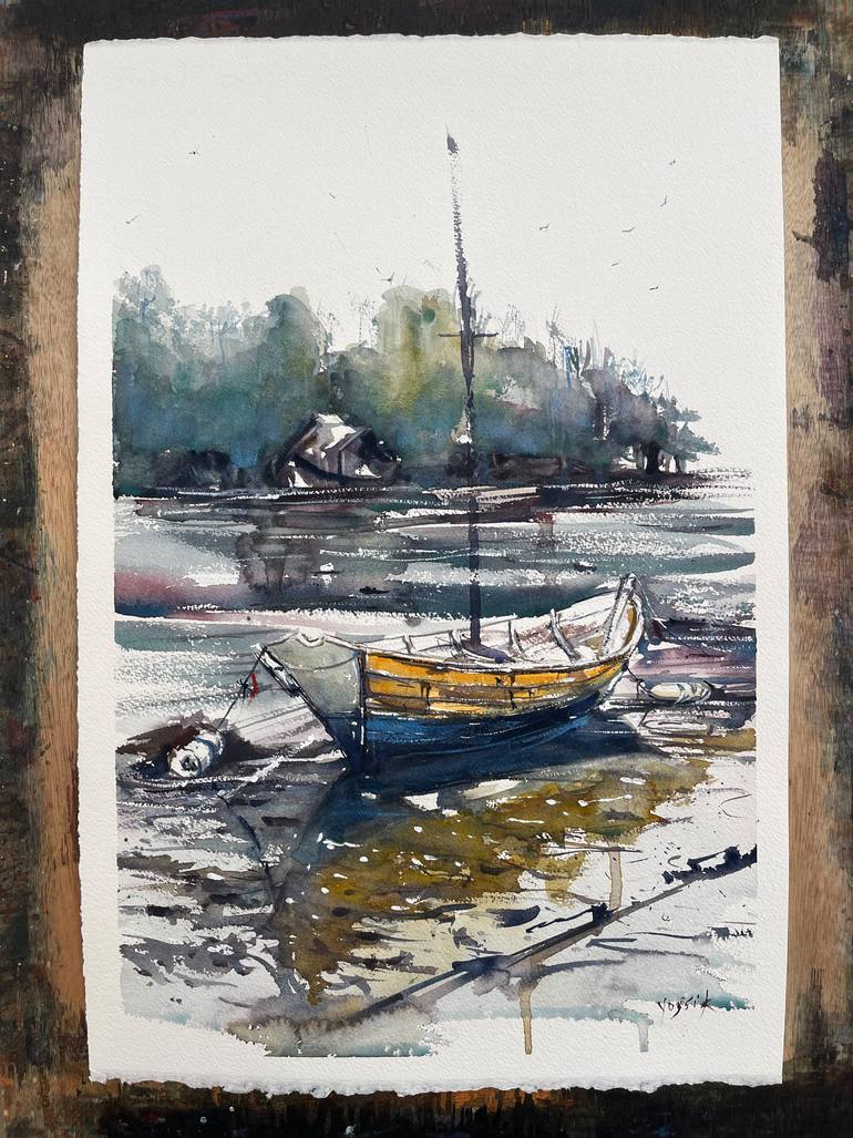 Original Figurative Boat Painting by Yossi Kotler