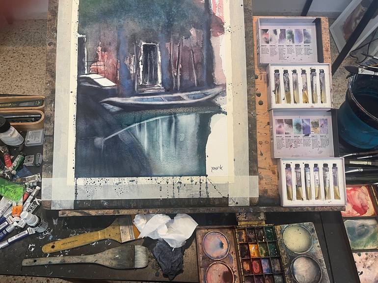 Original Figurative Cities Painting by Yossi Kotler