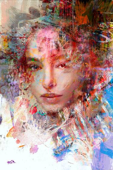 Original Portraiture Abstract Paintings by Yossi Kotler
