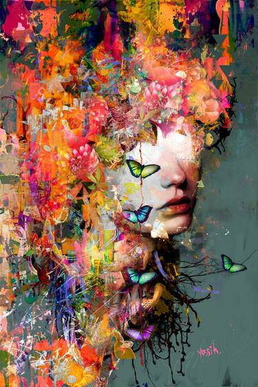 Original Portraiture Abstract Paintings by Yossi Kotler