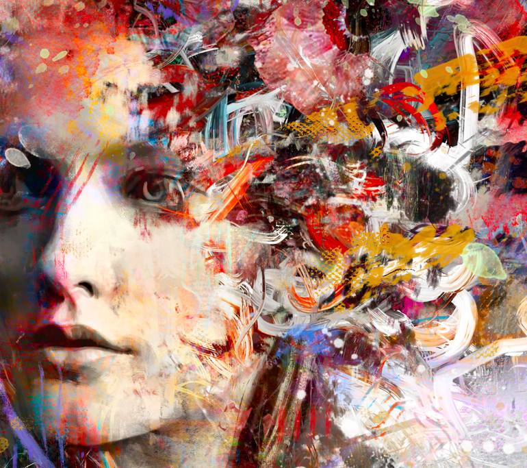 Original Abstract People Painting by Yossi Kotler