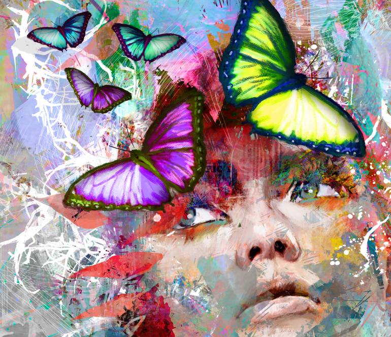 Original Abstract People Painting by Yossi Kotler