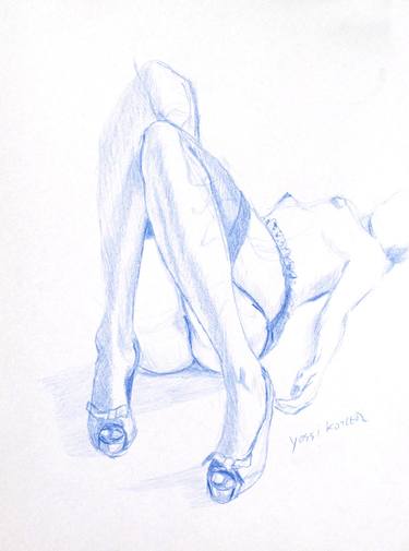Original Realism Erotic Drawings by yossi kotler