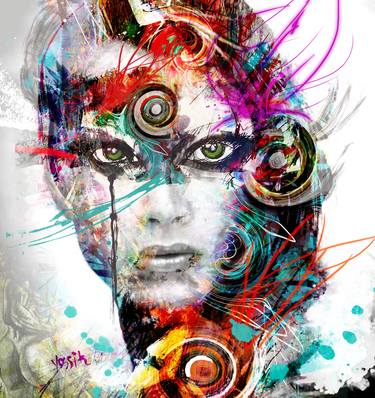 Original Abstract Portrait Mixed Media by yossi kotler