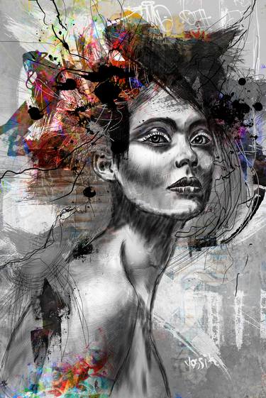 Print of Abstract Expressionism People Mixed Media by yossi kotler