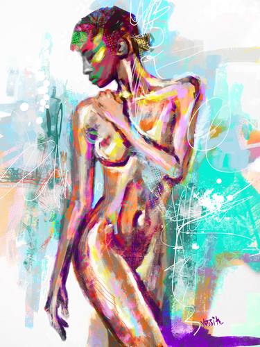Original Figurative Nude Mixed Media by yossi kotler