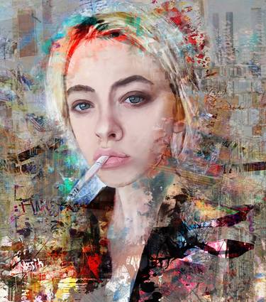 Print of Abstract Expressionism Portrait Mixed Media by yossi kotler