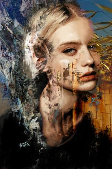 Original Abstract Expressionism Portrait Mixed Media by yossi kotler