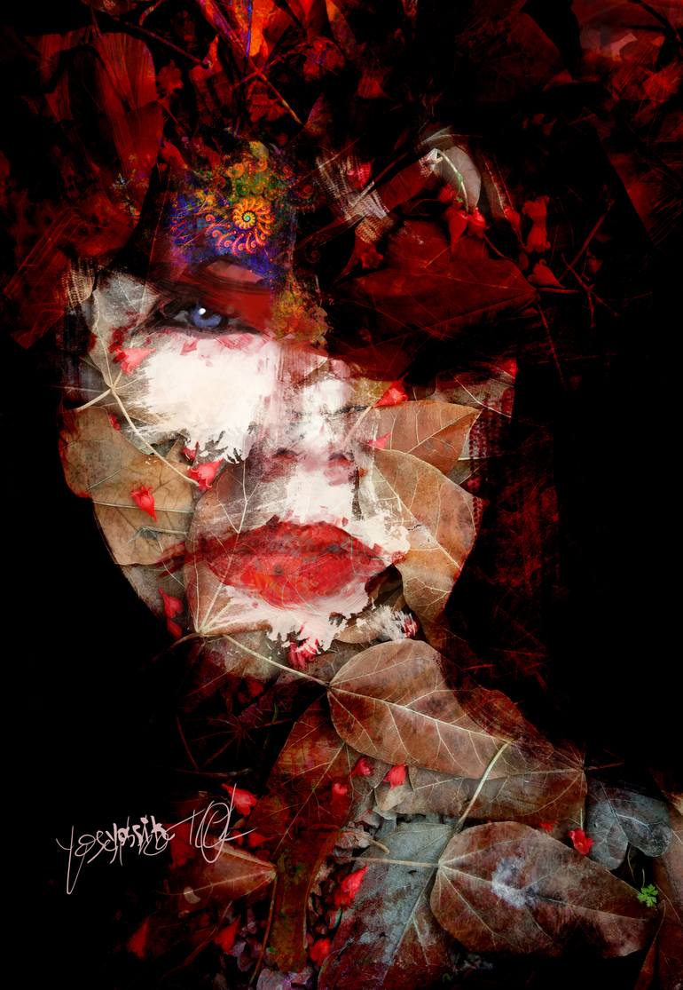 Print of Abstract Expressionism Portrait Mixed Media by Yossi Kotler