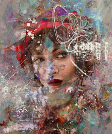 Print of Abstract Expressionism Portrait Mixed Media by yossi kotler