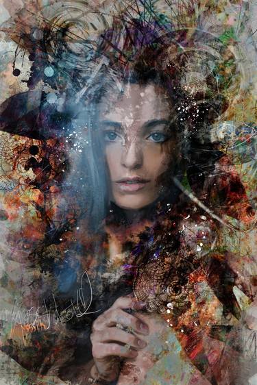 Print of Abstract Expressionism Portrait Mixed Media by yossi kotler