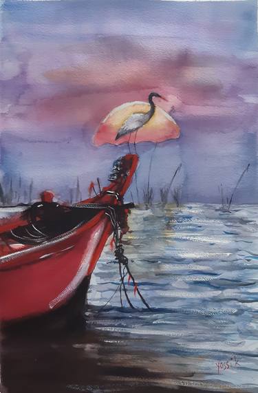 Original Illustration Boat Paintings by yossi kotler